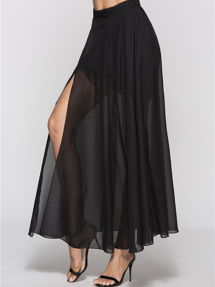 Chiffon Summer Knee-Length Pleated Skirts