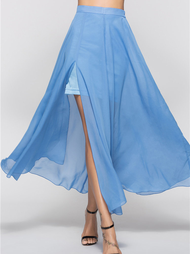 Chiffon Summer Knee-Length Pleated Skirts